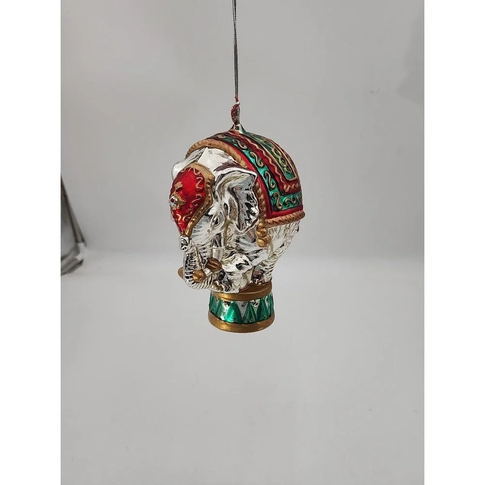 Vintage Department 56 Circus Elephant Mercury Glass Christmas Ornament